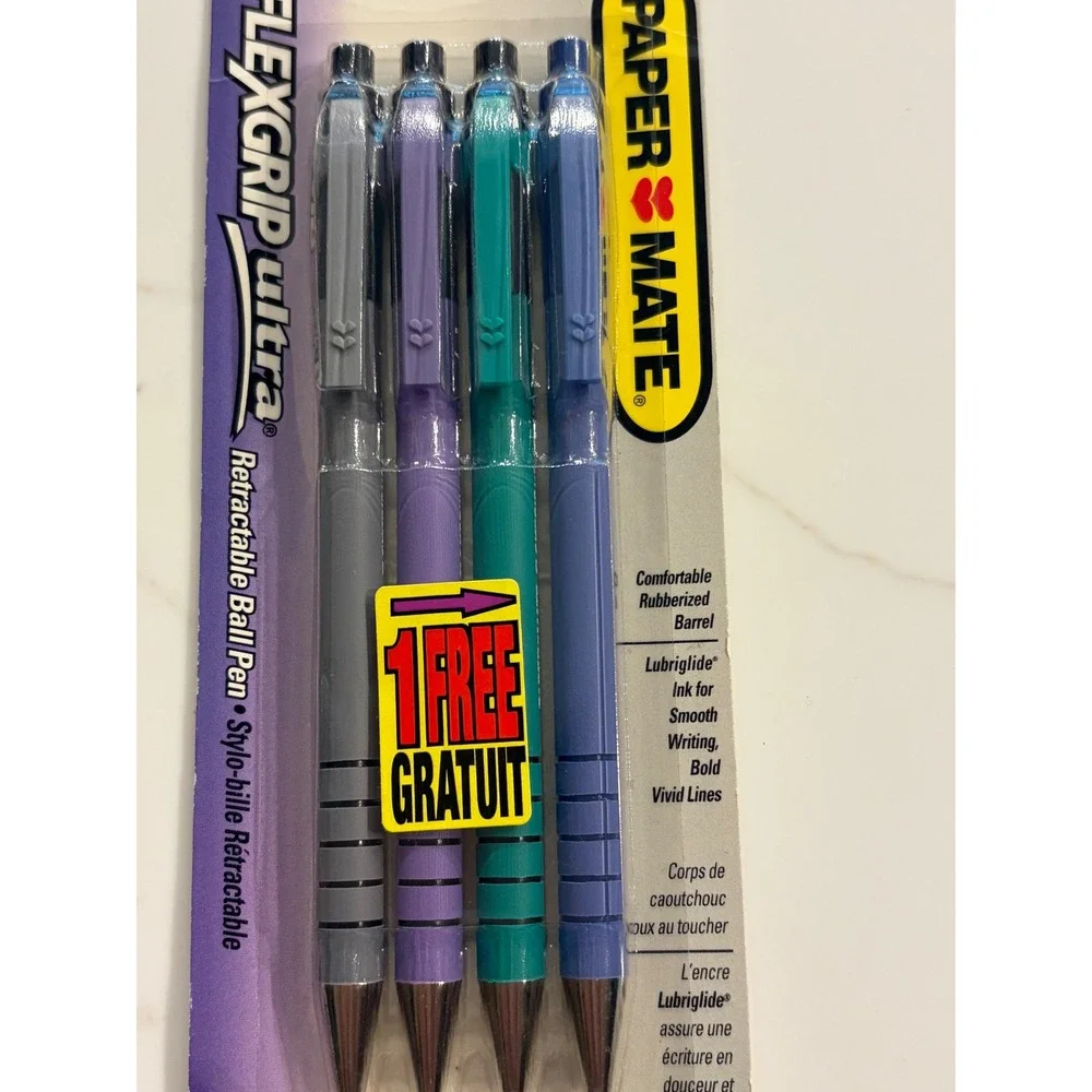Vintage 1995 Paper Mate Flexgrip Ultra Retractable Ballpoint Pens Black Ink 4pk